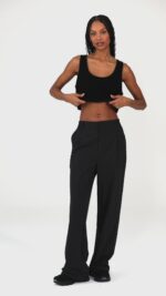Cashmere Plush Waffle Cropped Tank – Dark Cactus - Image 3