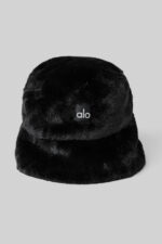Faux Fur Bucket Hat – Black
