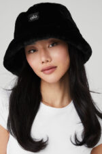 Faux Fur Bucket Hat – Black - Image 2