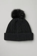Cable Knit Beanie – Black - Image 3