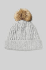 Cable Knit Beanie – Athletic Heather Grey - Image 3