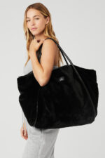 Faux Fur Tote Bag – Black - Image 2