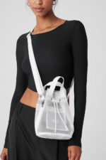 Sheer Cross Body Bucket Bag – White - Image 4