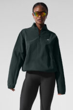 Light Weight Takeaway Track Pullover – Charcoal Green - Image 3