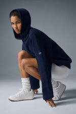 Scholar Hooded Sweater – Navy - Image 2