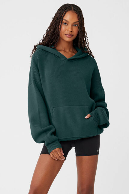 Scholar Hooded Sweater – Midnight Green