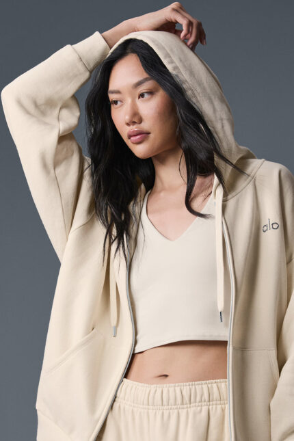 Accolade Full Zip Hoodie – Oat Milk
