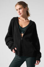 New Class Cashmere Full Zip Hoodie – Black - Image 3