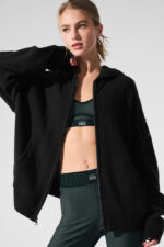 New Class Cashmere Full Zip Hoodie – Black - Image 4