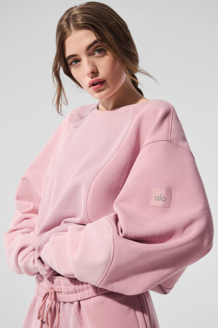 Make Waves Crew Neck Pullover – Sunset Pink Tonal