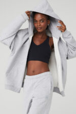 Renown Heavy Weight Full Zip Hoodie – Athletic Heather Grey - Image 3