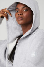 Renown Heavy Weight Full Zip Hoodie – Athletic Heather Grey - Image 4