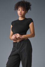 Alosoft Crop Finesse Short Sleeve – Black - Image 2