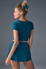 Alosoft Crop Finesse Short Sleeve – Eclipse Blue - Image 2