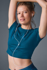 Alosoft Crop Finesse Short Sleeve – Eclipse Blue - Image 4