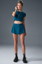 Alosoft Crop Finesse Short Sleeve – Eclipse Blue - Image 3