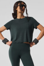 Cropped All Day Short Sleeve – Charcoal Green