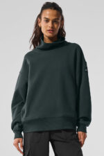 Hazy Mock Neck Pullover – Charcoal Green - Image 5