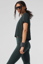Cropped All Day Short Sleeve – Charcoal Green - Image 3