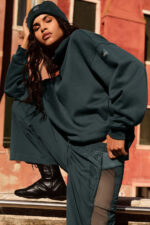 Hazy Mock Neck Pullover – Charcoal Green - Image 3