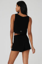 Cashmere Plush Waffle Cropped Tank – Black - Image 3