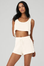 Cashmere Plush Waffle Cropped Tank – Ivory - Image 4