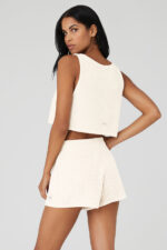 Cashmere Plush Waffle Cropped Tank – Ivory - Image 2