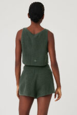 Cashmere Plush Waffle Cropped Tank – Dark Cactus
