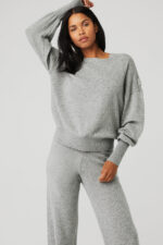 Cashmere Jet Set Crew – Dove Grey Heather - Image 2