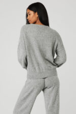 Cashmere Jet Set Crew – Dove Grey Heather - Image 4