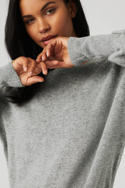 Cashmere Jet Set Crew – Dove Grey Heather