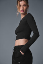 Alosoft Crop Finesse Long Sleeve – Black - Image 4