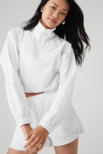 Cropped 1/4 Zip Alumni Pullover – White - Image 2