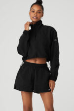 Cropped 1/4 Zip Alumni Pullover – Black - Image 4