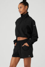 Cropped 1/4 Zip Alumni Pullover – Black - Image 5