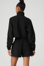 Cropped 1/4 Zip Alumni Pullover – Black - Image 3