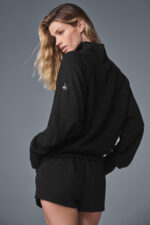Waffle Weekend Escape Mock Neck Long Sleeve – Black - Image 5