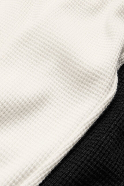 Waffle Weekend Escape Mock Neck Long Sleeve – Black