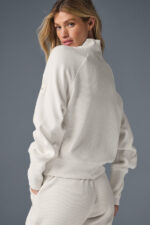 Waffle Weekend Escape Mock Neck Long Sleeve – Ivory - Image 5