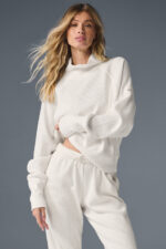 Waffle Weekend Escape Mock Neck Long Sleeve – Ivory - Image 3