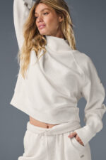 Waffle Weekend Escape Mock Neck Long Sleeve – Ivory