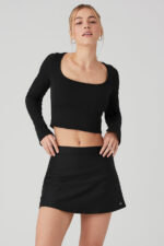 Alosoft Ribbed Show Stopper Long Sleeve Top – Black - Image 2