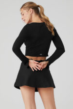 Alosoft Ribbed Show Stopper Long Sleeve Top – Black - Image 4