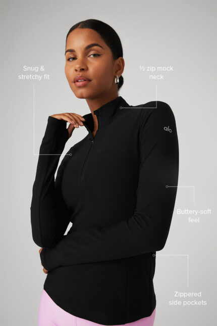 Alosoft 1/2 Zip Rapid Pullover – Black