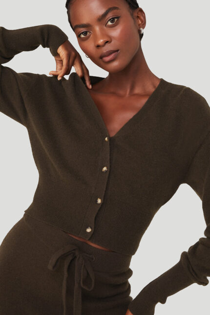 Cashmere Jet Set Cardigan – Espresso