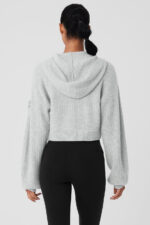 Cashmere Plush Waffle Full Zip Hoodie – Athletic Heather Grey