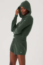 Cashmere Plush Waffle Full Zip Hoodie – Dark Cactus