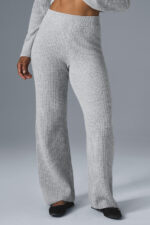 Cashmere High-Waist Plush Waffle Pant – Athletic Heather Grey - Image 3