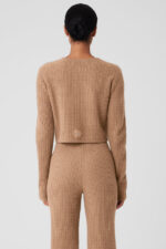 Cashmere Plush Waffle Cropped Long Sleeve – Toasted Almond - Image 3