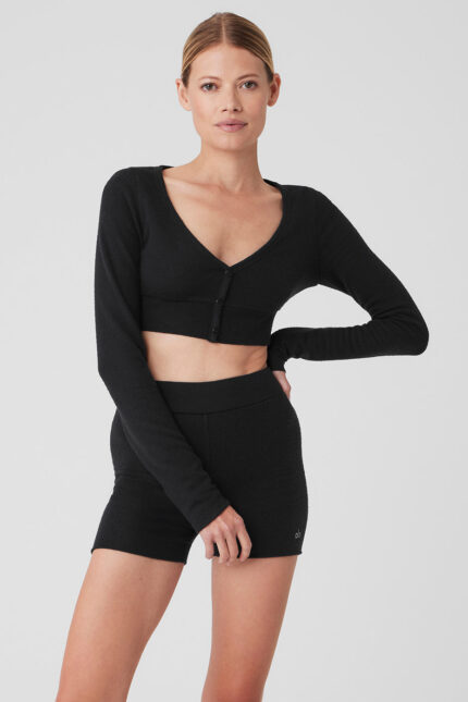 Alolux Cropped Me Time Cardigan – Black